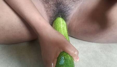 A Huge Cucumber in My Pussy. Fucking With Cucumber.