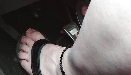 Driving a Car Barefoot in Flip Flops