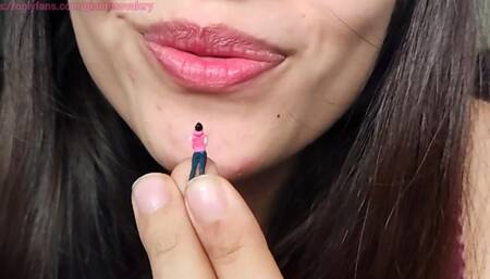 I was bored, I found a tiny sneaking around... I'm going to play with him, let's see how long he will survive breathing!