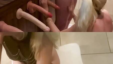 Chastity Cuck Blowbang Split Screen