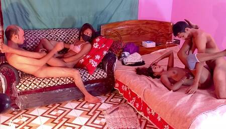 Two Hot Sweet Couples in Love Have Hot and Romantic Sex Orgy