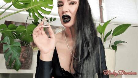 Black Lipstick White Long Nails Goddess JOI