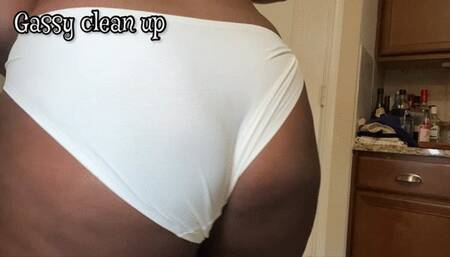 Gassy Girl While Sweeping