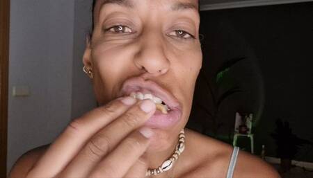 Eating takeaway open mouth views