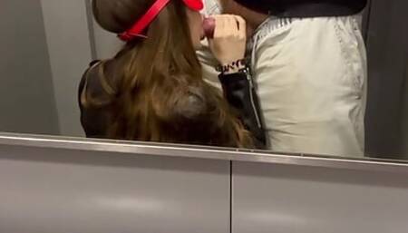 juicy blowjob from 18 year old cat girl in elevator and then blowjob at home