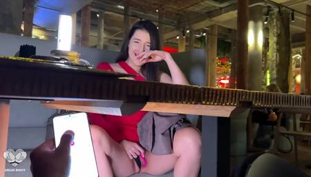 Jolie Butt moans in public when BF stimulates her pussy with remote toy