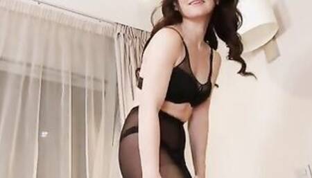 Just in from a Bombshell time at the club, Ptica unzips her dress and then peels it off alongside her