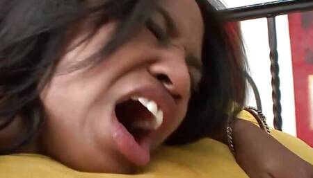 Having Her Black Wet Pussy Fingered Prepares the Brunette for His BBC to Thrust Inside