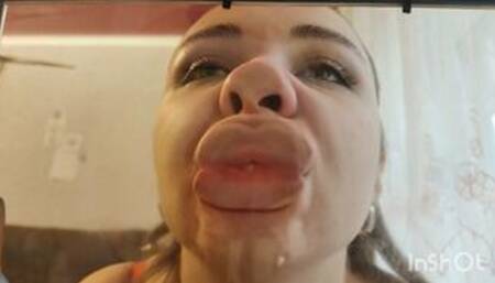 Crushed face through glass