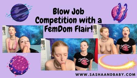 Blow Job Competition with Two Blonde Brat FemDom Girls