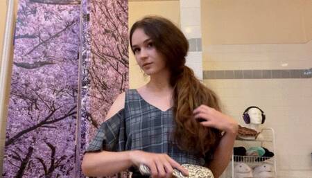 Brushing My Hair In The Bathroom