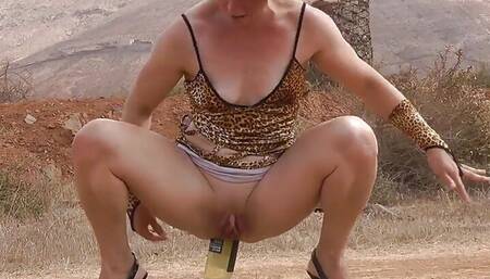 Sindy Rose Fuck Her Ass with Wine Bottle & Anal Prolapse Under Palm Tree