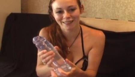 Busty Redhead Teen Fucks Her Pussy with Huge Dildo