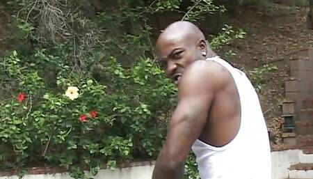 Beautiful young broad gets black penetration outdoors and on couch