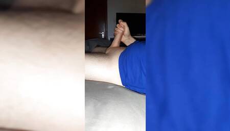 Big white cock gets jerked until cum 2