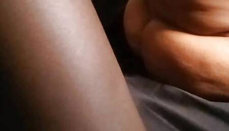 Sexy ebony girlfriend shaving her tight pussy before a hardcore fuck