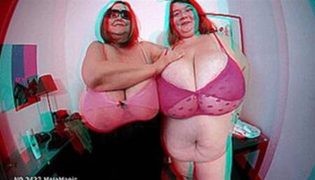 Anaglyph 3D - The Titty Fuck Competition: Maja versus Lexxxi - who will win? (Clip No 2422 - wmv version)