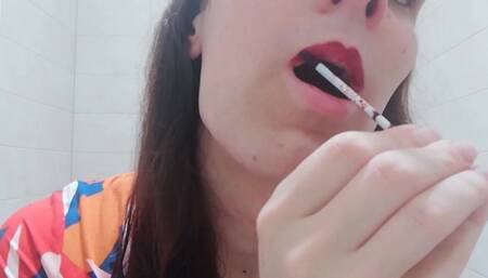 Brushing Hair & Painting Lips
