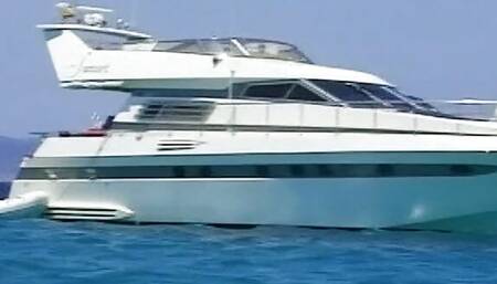 A sexy brunette babe from Germany gets a loaded BBC on the boat