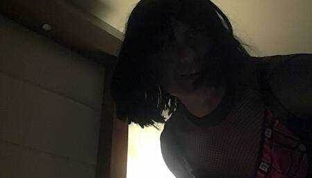 Alone Horny Crossdresser Takes BBC Dildo