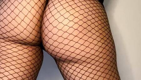 Sex Fishnet teasing PAWG skirt thong