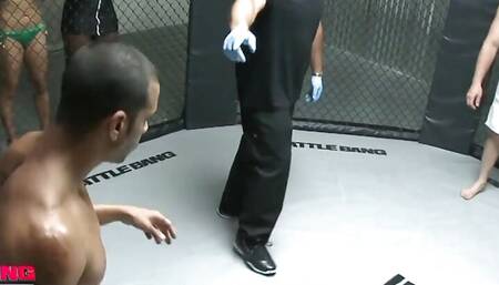 Fighter fucks a busty ebony slut because he's a loser