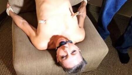 Lora Cross, Chair Tied, Ball Gagged And Vibed