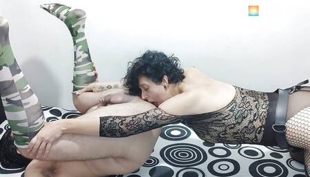 Pegging for The Guy Wife Fucks the Husband's Ass Well Jerking Off in The Wife's Mouth