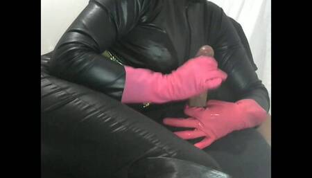 Pink Rubber Gloves Smoking 100´s Fetish Handjob Wife