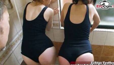 18yo submissive skinny asian teen hooker threesome ffm with creampie