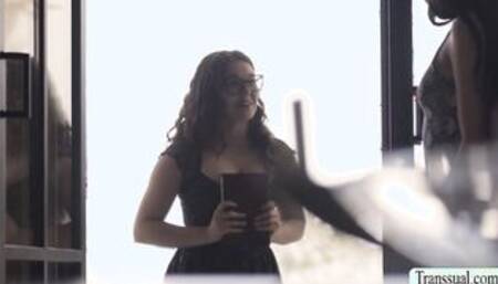 Nerd teen Leana Lovings fucked by bff gf