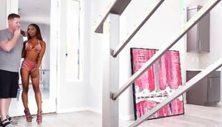 Sarah Banks fucking inside the kitchen with her athletic body