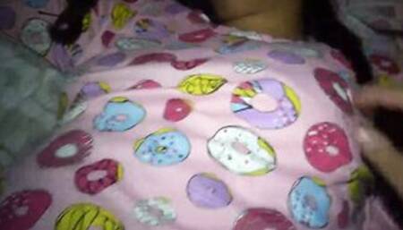 my sweet stepniece played not to notice when I entered his bedroom but she gotten so turned on that she let me jizzed her bald snatch