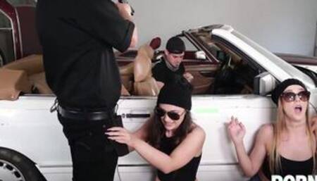 Rampant Criminals Kristy Ebony And Alexis Crystal Join Police Chief Katiana Lure Into Gang Bang