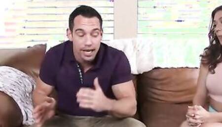 Callie Calypso fucking into the couch with her natural jugs