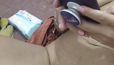 My step nephew accompanies me while I make a hot video call