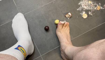 Food Crushing with White Lidl Socks