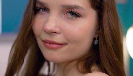 Old man pounds teeny anal slut Polly Doll's tight rear again