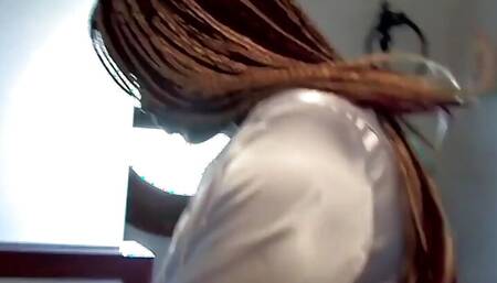 Young black slut fucked in the ass in the bathroom