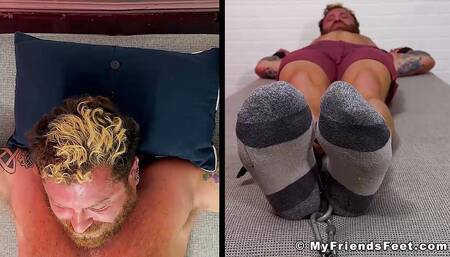 Handsome Riley Mitchel tickle tormented on feet and cock