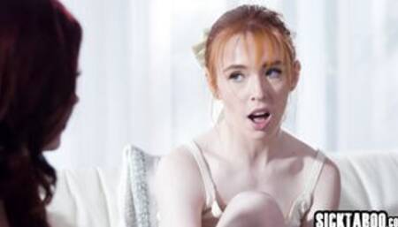 Redhead teen used by hot lesbian MILFs