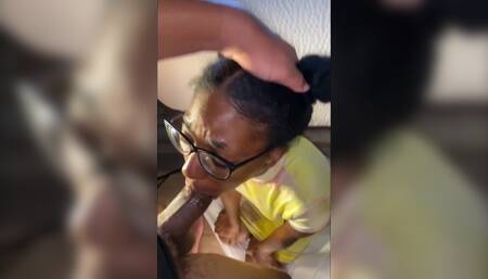 Nerdy Girl Gives Crazy Blown on in the Elevator. She Said She Had a Boyfriend but You Couldnt Tell From the Way She Way She Too