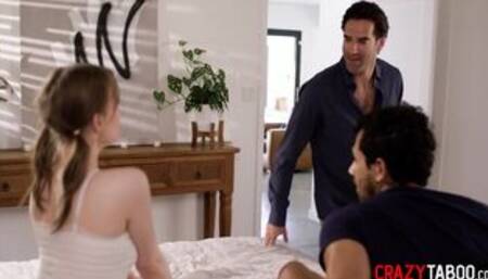 Lusty teen surprised guys with threesome