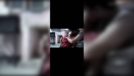 Indian hot house wife kissing and boobs pressing