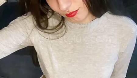 Naughty Young Cosplay Teen Plays With Tits In Sofa