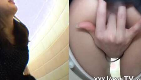 Hidden camera records Japanese girl dripping pussy juice
