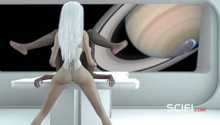 Sci-fi story. 3d hot shemale dick-girl fucks young black girl in the space station