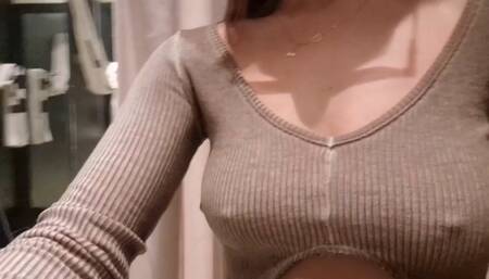 watched from hiding by a stranger in the dressing room with the curtain open