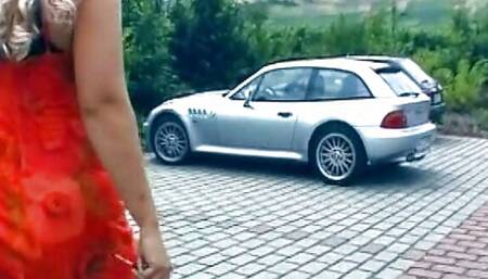 A super busty German blonde showing off her dildoing skills