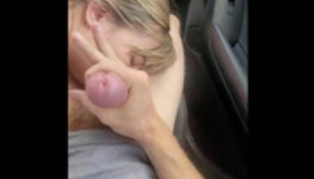 Asian slut sucks and swallows during our roadtrip